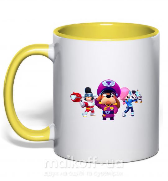 Чашка з кольоровою ручкою Brawl Stars персонажи Сонячно жовтий фото