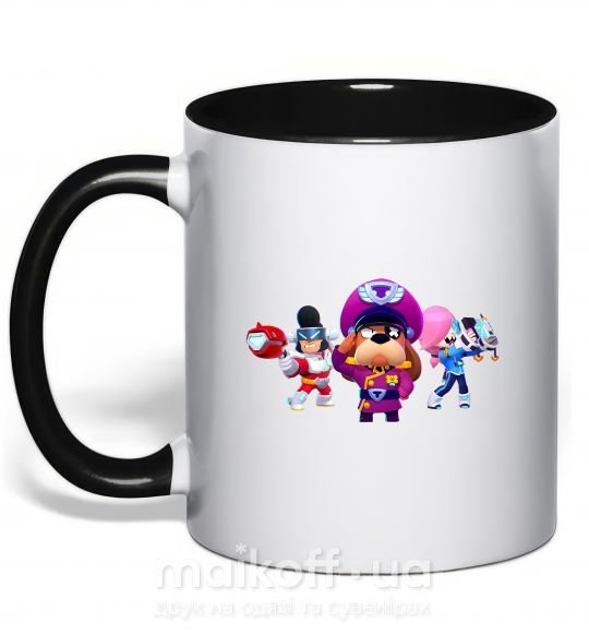 Чашка з кольоровою ручкою Brawl Stars персонажи Чорний фото