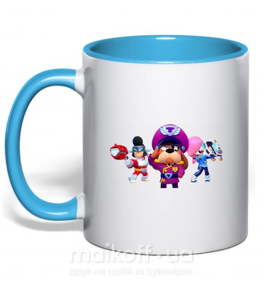 Чашка з кольоровою ручкою Brawl Stars персонажи Блакитний фото