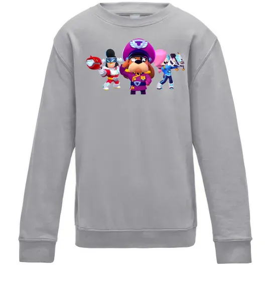 Детский Свитшот Brawl Stars персонажи Серый меланж фото