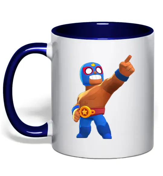 Чашка с цветной ручкой Brawl Stars El Primo Глубокий темно-синий фото