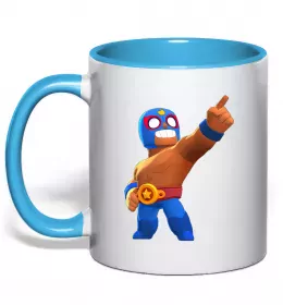 Чашка с цветной ручкой Brawl Stars 8 bit Голубой фото