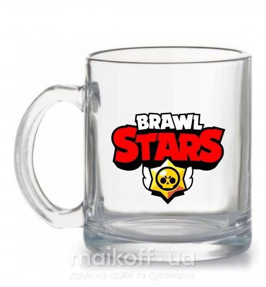 Чашка стеклянная Brawl Stars logo Прозрачный фото