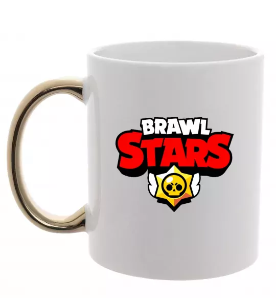 Чашка с цветной ручкой Brawl Stars logo Золото фото