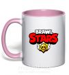 Чашка з кольоровою ручкою Brawl Stars logo Ніжно рожевий фото
