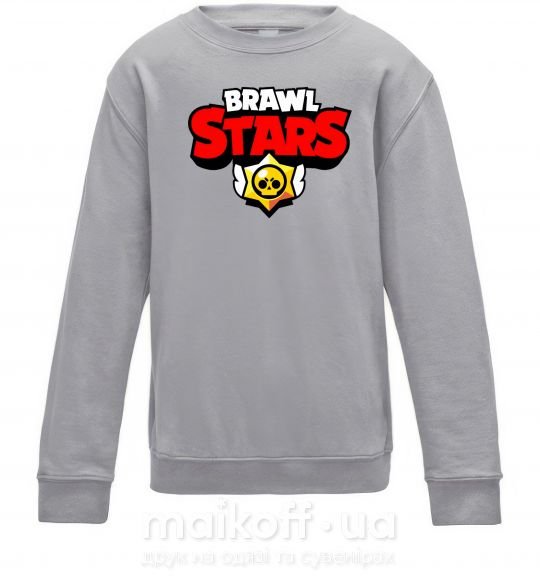 Детский Свитшот Brawl Stars logo Серый меланж фото