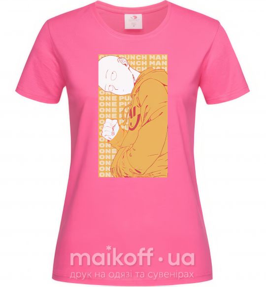 Жіноча футболка One Punch Man yellow Яскраво-рожевий фото