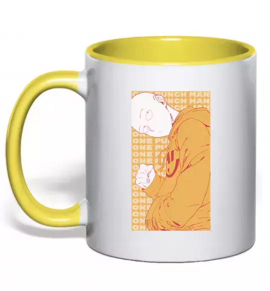 Чашка с цветной ручкой One Punch Man yellow Солнечно желтый фото