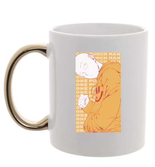 Чашка с цветной ручкой One Punch Man yellow Золото фото