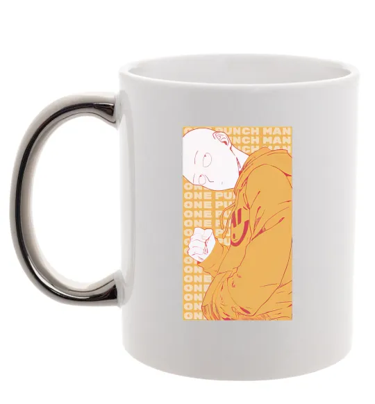 Чашка с цветной ручкой One Punch Man yellow Серебро фото