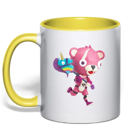 Чашка с цветной ручкой Фортнайт капитан по обнимашкам Лимонный фото