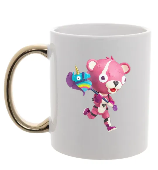 Чашка з кольоровою ручкою Фортнайт капитан по обнимашкам Золото фото