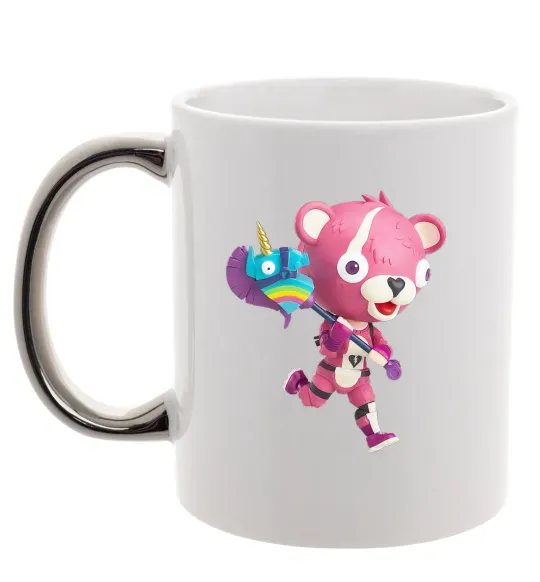 Чашка з кольоровою ручкою Фортнайт капитан по обнимашкам Срібло фото