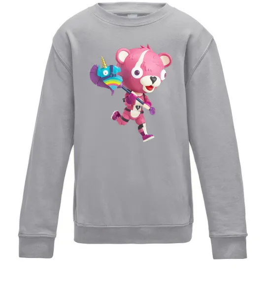 Детский Свитшот Фортнайт капитан по обнимашкам Серый меланж фото