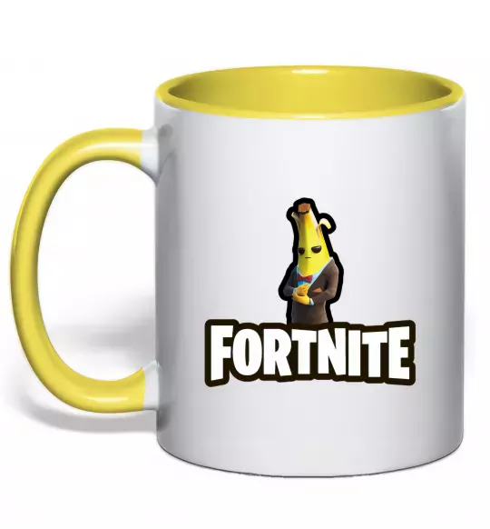 Чашка с цветной ручкой Фортнайт банан Солнечно желтый фото