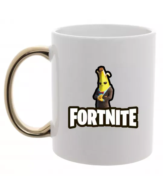 Чашка с цветной ручкой Фортнайт банан Золото фото