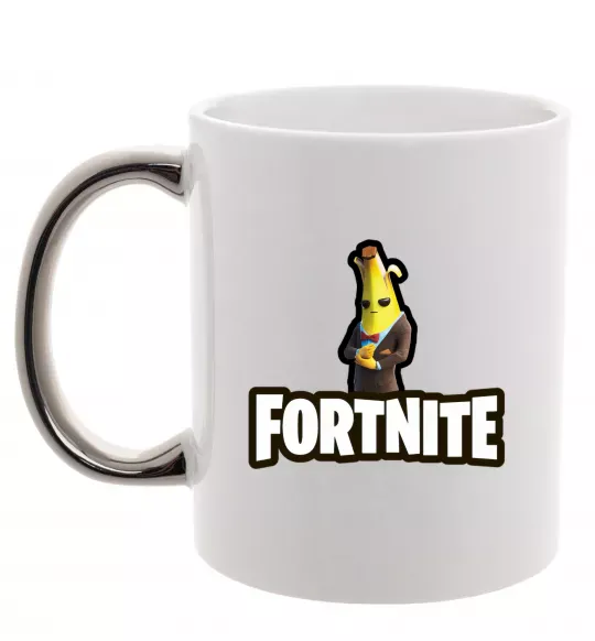 Чашка с цветной ручкой Фортнайт банан Серебро фото