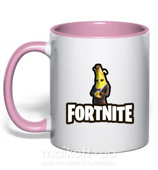 Чашка с цветной ручкой Фортнайт банан Нежно розовый фото