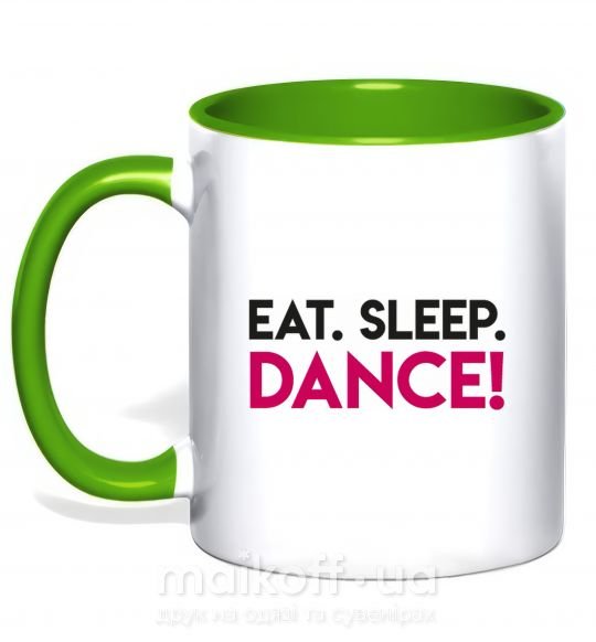 Чашка з кольоровою ручкою Eat sleep dance Зелений фото