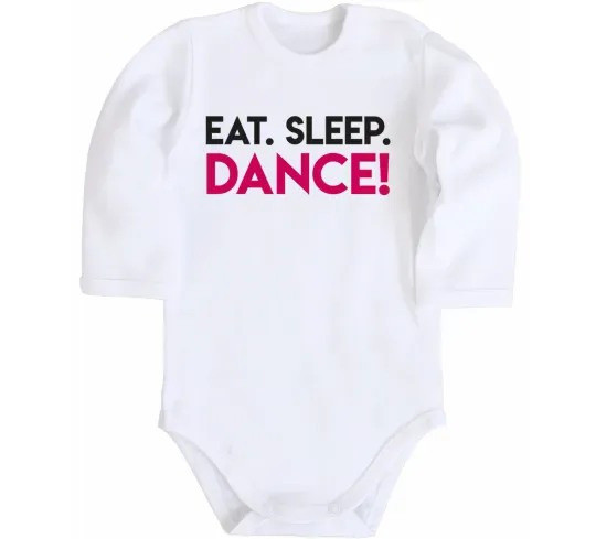 Дитячий бодік Eat sleep dance Білий фото