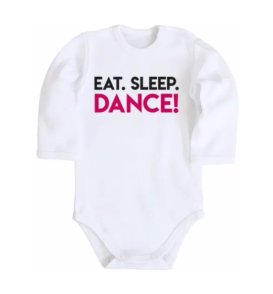 Детский боди Eat sleep dance Белый фото