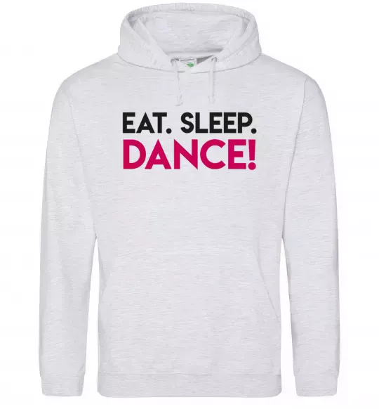 Женская толстовка (худи) Eat sleep dance Серый меланж фото