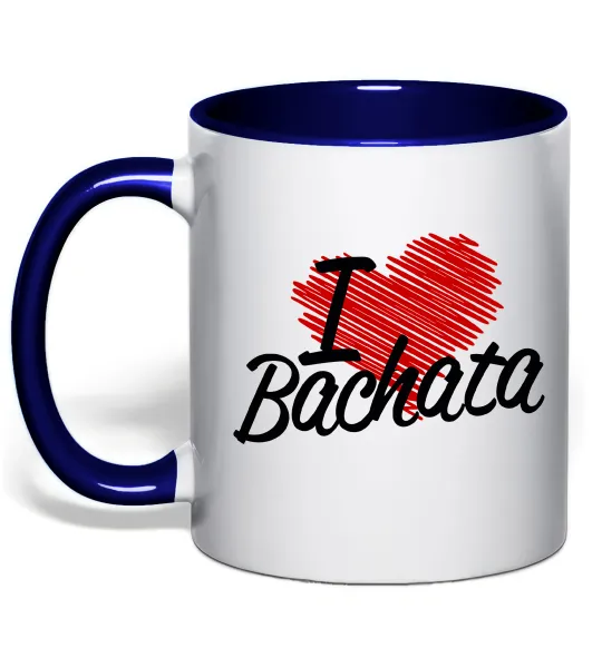 Чашка с цветной ручкой I love bachata Глубокий темно-синий фото