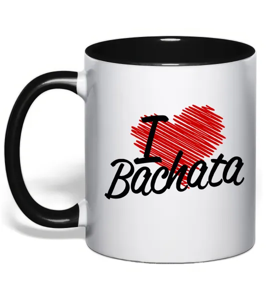 Чашка с цветной ручкой I love bachata Черный фото
