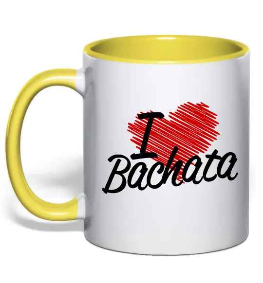 Чашка с цветной ручкой I love bachata Лимонный фото