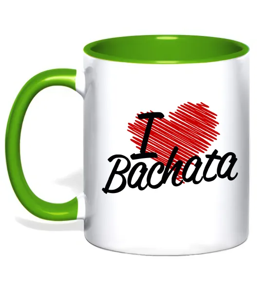 Чашка с цветной ручкой I love bachata Лаймовый фото