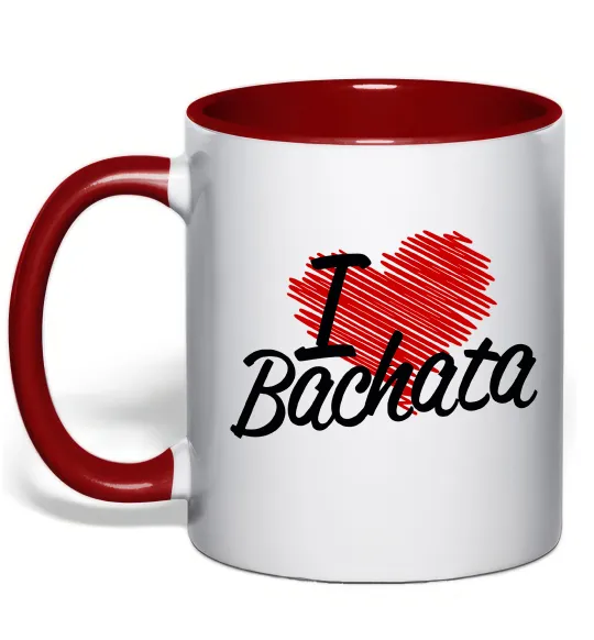 Чашка с цветной ручкой I love bachata Красный фото