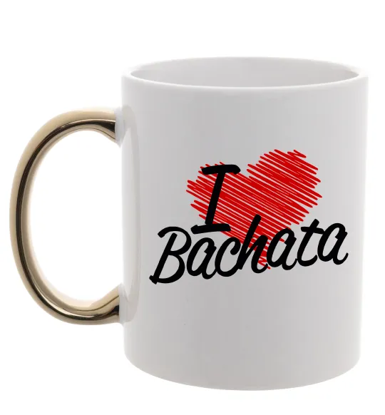 Чашка с цветной ручкой I love bachata Золото фото