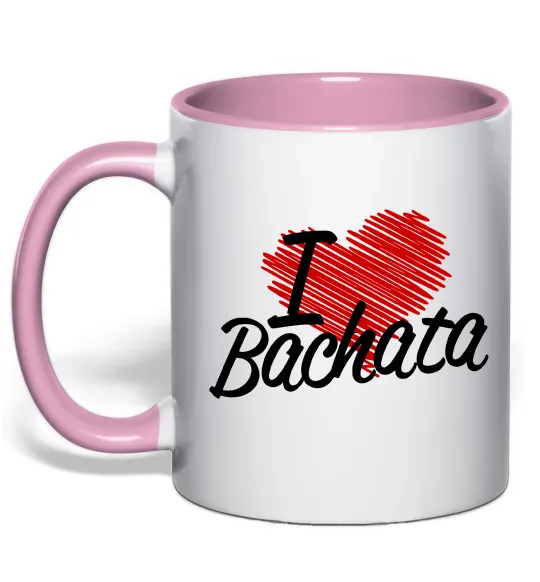 Чашка с цветной ручкой I love bachata Нежно розовый фото