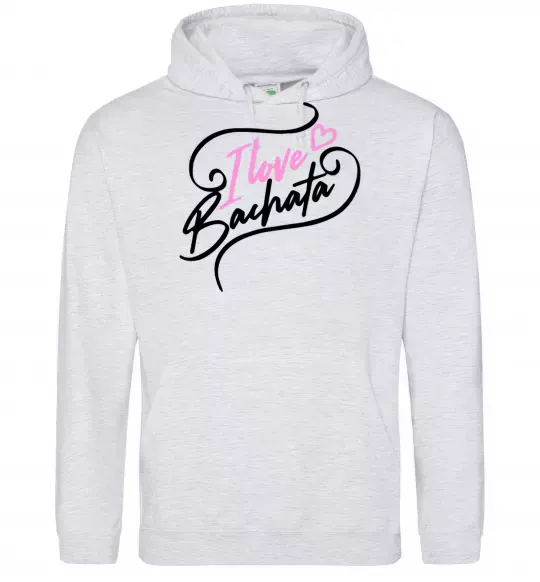 Женская толстовка (худи) I love bachata Серый меланж фото