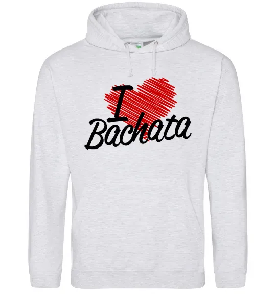 Женская толстовка (худи) I love bachata Серый меланж фото