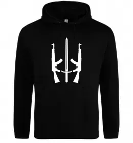 Мужская толстовка (худи) Автомат герб Черный фото