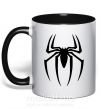 Чашка з кольоровою ручкою Spiderman logo Чорний фото