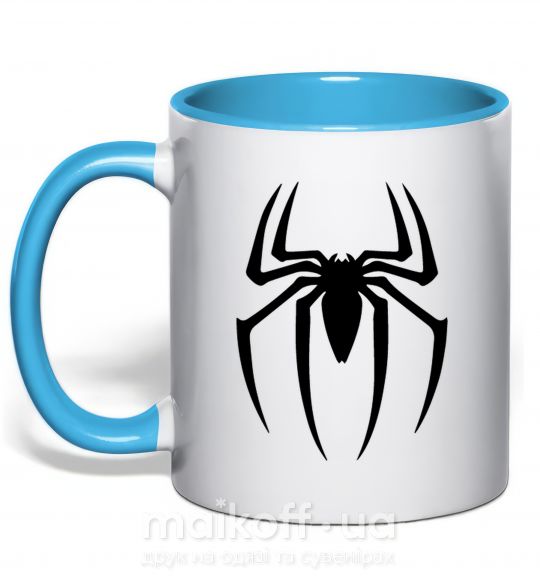 Чашка з кольоровою ручкою Spiderman logo Блакитний фото