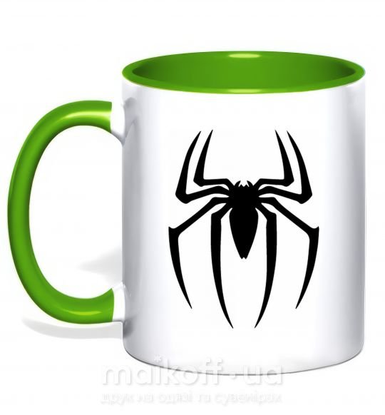 Чашка з кольоровою ручкою Spiderman logo Зелений фото