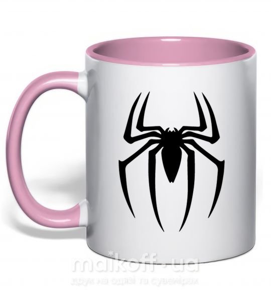 Чашка з кольоровою ручкою Spiderman logo Ніжно рожевий фото