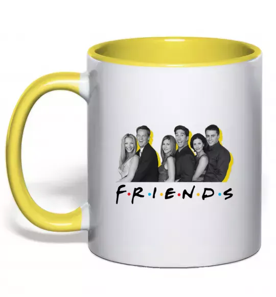 Чашка з кольоровою ручкою Друзі фото з назвою Сонячно жовтий фото