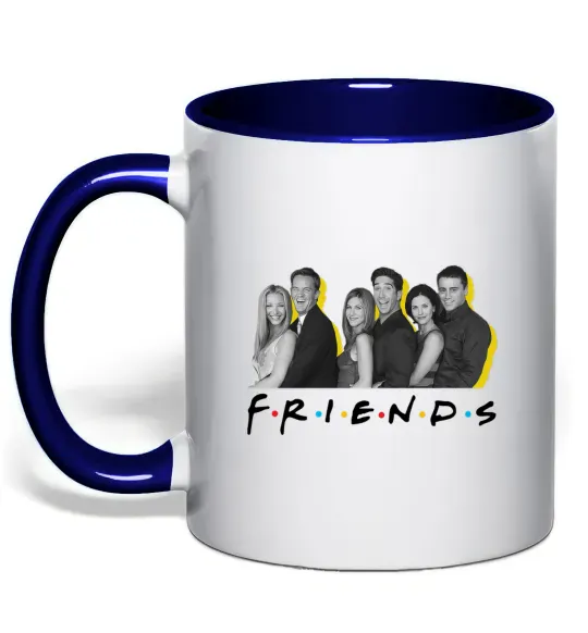 Чашка з кольоровою ручкою Друзі фото з назвою Глибокий темно-синій фото