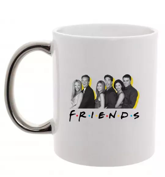 Чашка з кольоровою ручкою Друзі фото з назвою Срібло фото