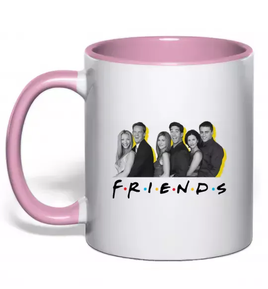 Чашка з кольоровою ручкою Друзі фото з назвою Ніжно рожевий фото