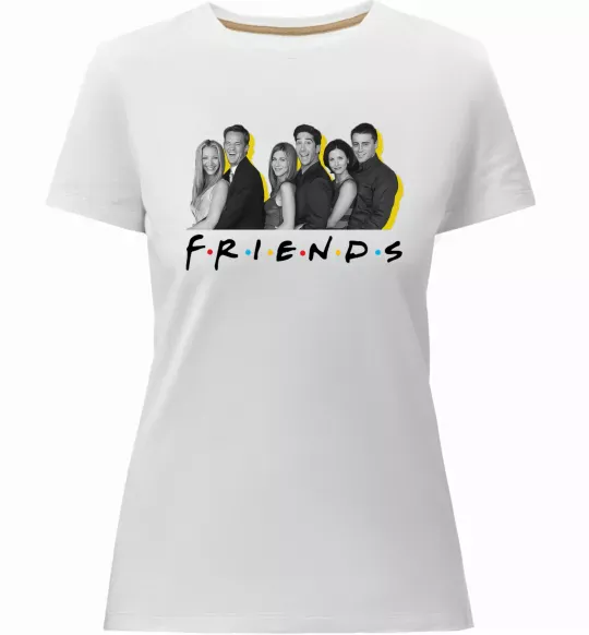 Жіноча преміум футболка Друзі фото з назвою Білий фото