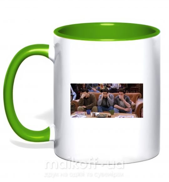 Чашка з кольоровою ручкою Друзья Джоуи Росс Чендлер Зелений фото