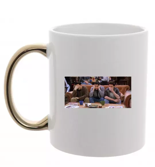 Чашка з кольоровою ручкою Друзья Джоуи Росс Чендлер Золото фото