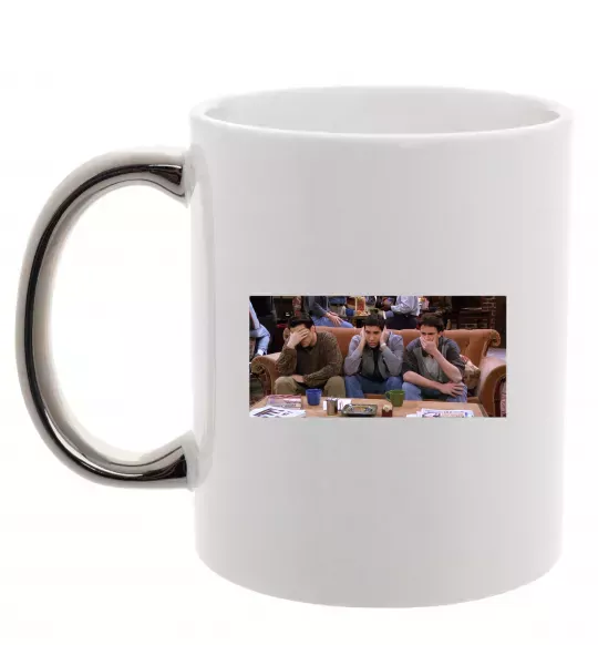 Чашка з кольоровою ручкою Друзья Джоуи Росс Чендлер Срібло фото