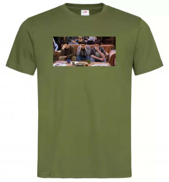 Мужская футболка Друзья Джоуи Росс Чендлер Оливковый фото