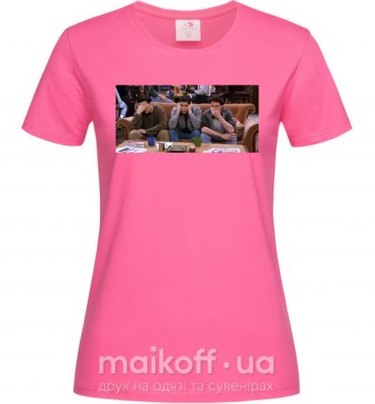 Женская футболка Друзья Джоуи Росс Чендлер Ярко-розовый фото